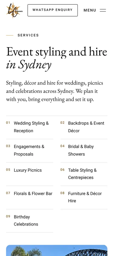 LC Events services list on a phone