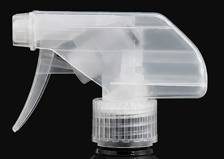 The WakaWax trigger sprayer: frosted shroud, square nozzle and long curved trigger